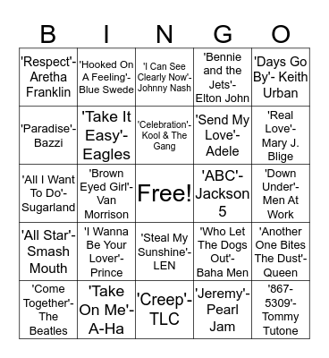 Music Bingo Card