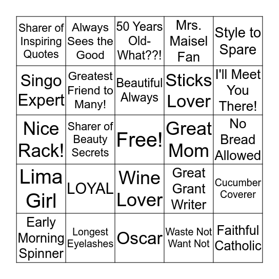 JAMA'S BIRTHDAY BINGO! Bingo Card