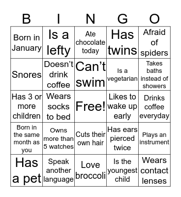 Icebreaker  Bingo Card