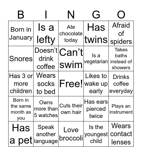 Icebreaker  Bingo Card