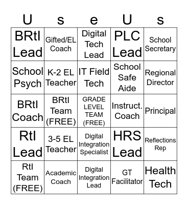 Support & Resources Bingo Card
