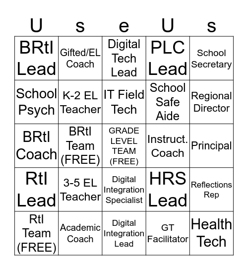 Support & Resources Bingo Card