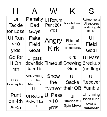 Hawks 2019 Bingo Card