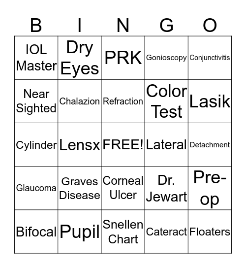 Ophthalmology Bingo Card