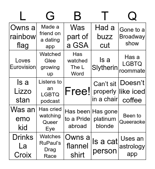 Pride Welcome Bingo! Bingo Card