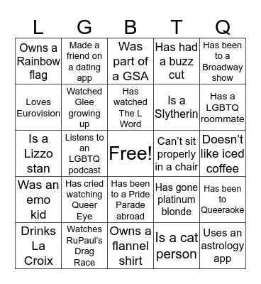 Pride Welcome Bingo! Bingo Card