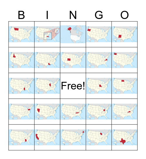United States Geography Bingo Card