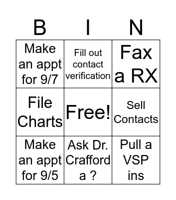 Mackenzie's Bingo Card