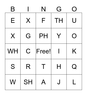 Alphabet/Phonics Bingo Card