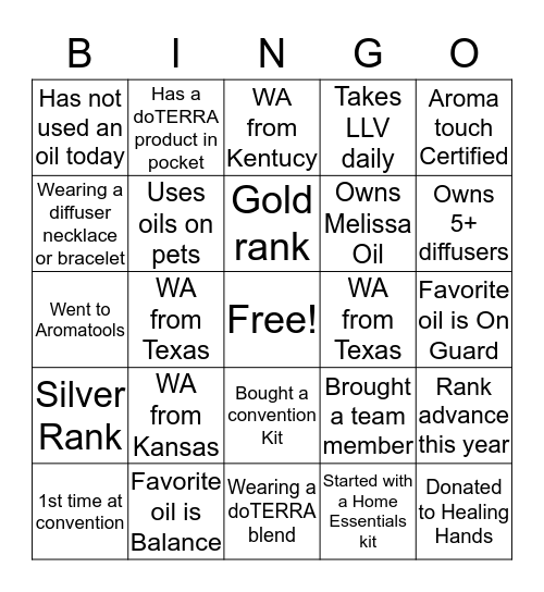 Get to know you bingo! Bingo Card