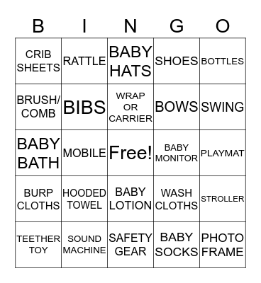Baby Bingo Card