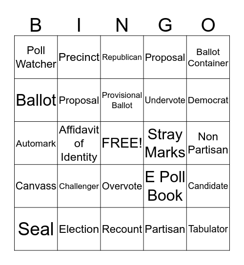 Election Day BINGO Card