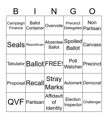 Election Day BINGO Card