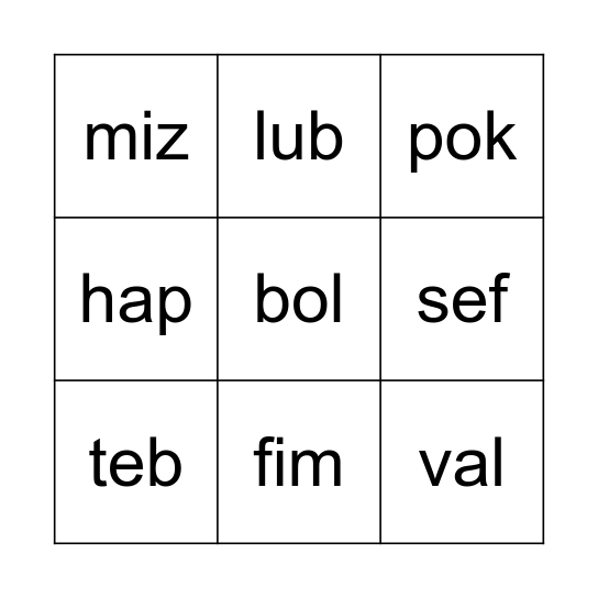 Silly Sounds Bingo! Bingo Card