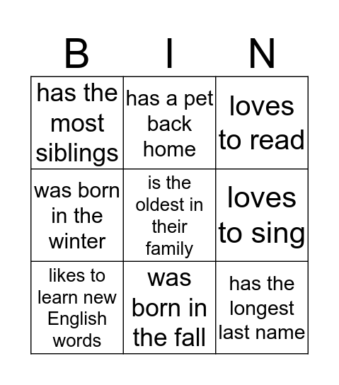 FIND SOMEONE WHO Bingo Card