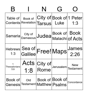Acts and Letters of the Apostles Bingo Card
