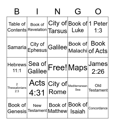 Acts and Letters of the Apostles Bingo Card