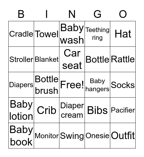 Baby To Be Bingo Card
