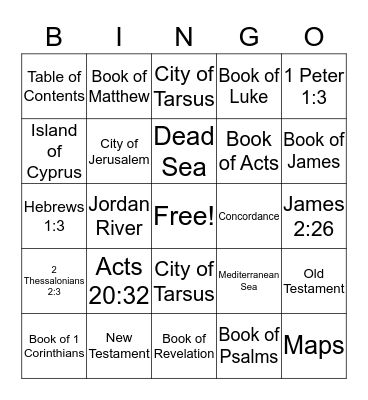 Acts and Letters of the Apostles Bingo Card