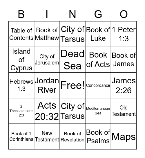 Acts and Letters of the Apostles Bingo Card