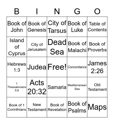 Acts and Letters of the Apostles Bingo Card