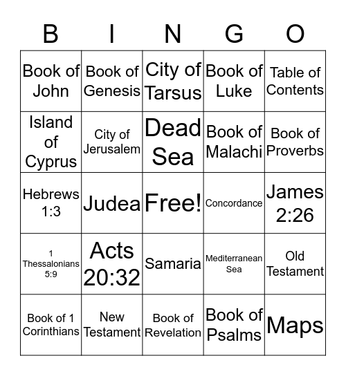 Acts and Letters of the Apostles Bingo Card