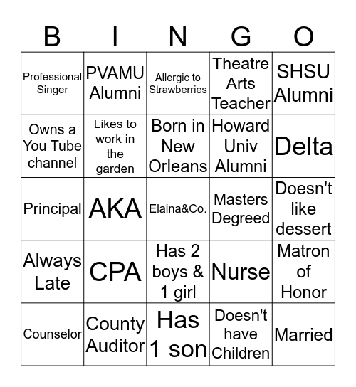 Bridesmaids Mingle Bingo Card