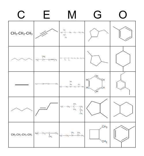 CEMGO - Intro Organic Bingo Card