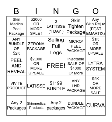 LASER BINGO!!! GET A BINGO WIN A PRIZE Bingo Card