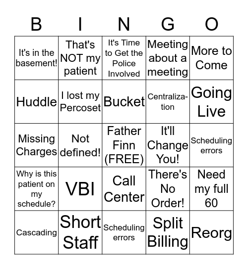 Buzz Word  Bingo Card