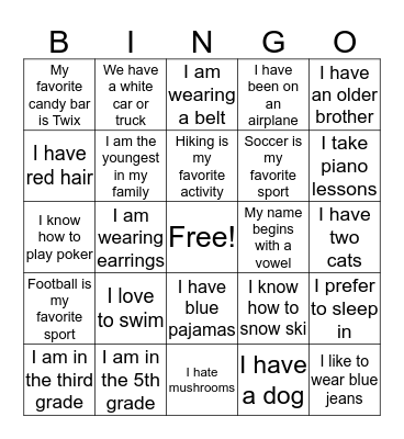 Cub Scout Bingo Card