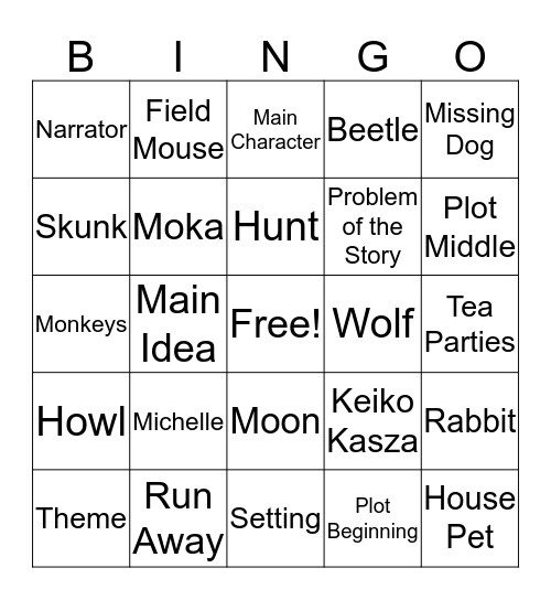 Reading Bingo Card