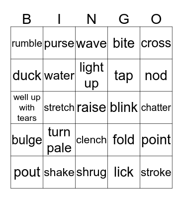 BODY LANGUAGE Bingo Card