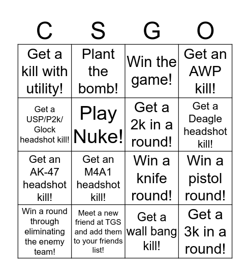 CS:GO Drop-Ins Bingo! Bingo Card