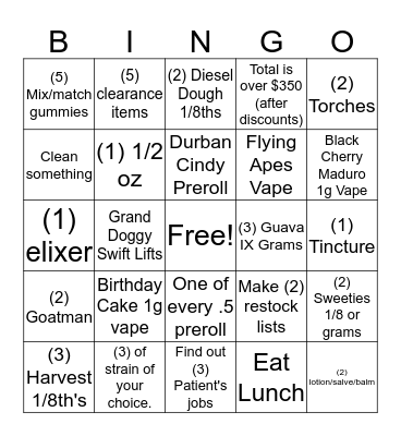 9/2-9/7 Bingo Card