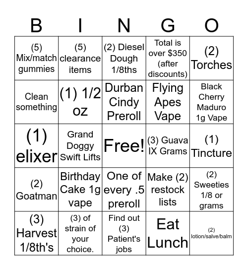 9/2-9/7 Bingo Card