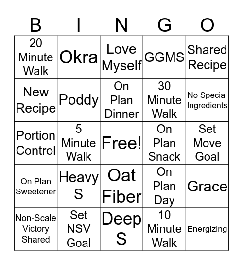 THM Georgia Bingo Card