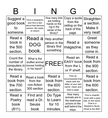 Library Bingo Card