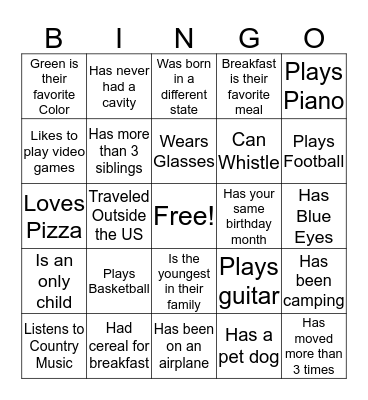 Find Someone Who... Bingo Card