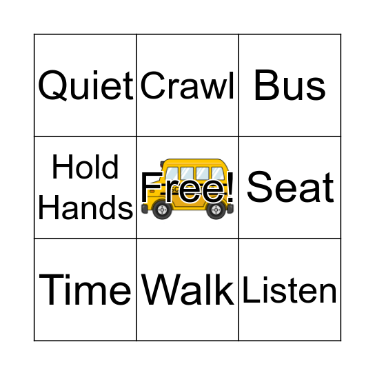 Bus Safety Bingo Card