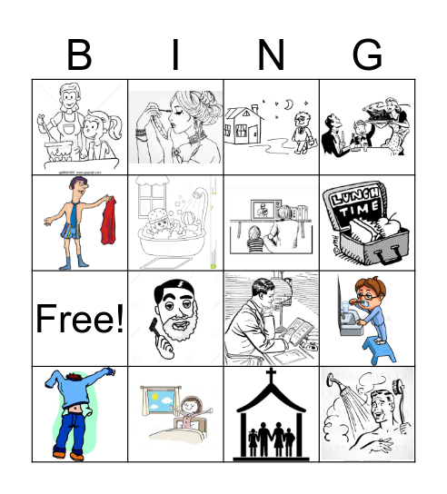 Routine Activities Bingo Card