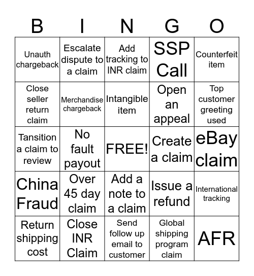 Disputes Bingo  Bingo Card