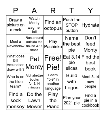 Pi Party Bingo Card