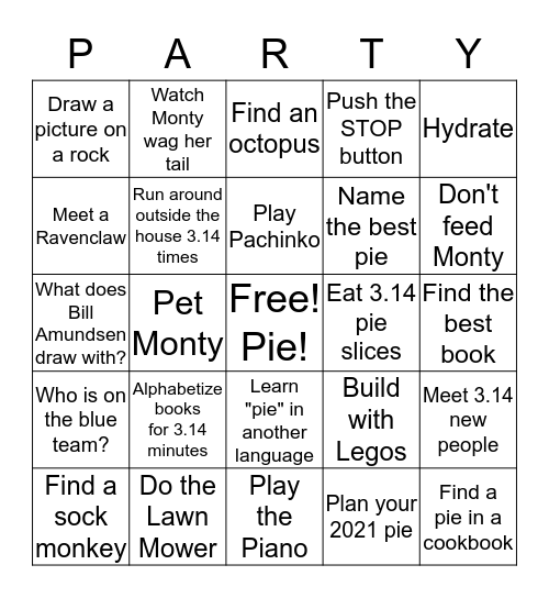 Pi Party Bingo Card