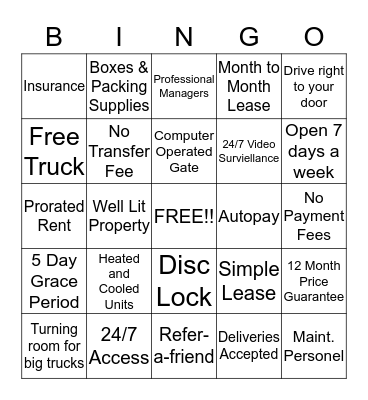 Features & Benefits Bingo!!! Bingo Card