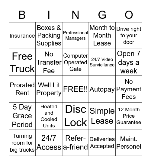 Features & Benefits Bingo!!! Bingo Card