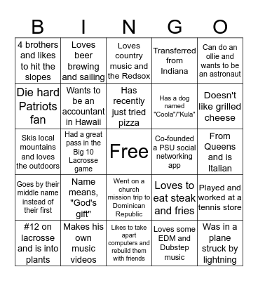 CAS 100A BINGO Card