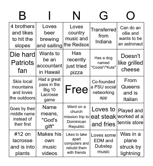 CAS 100A BINGO Card