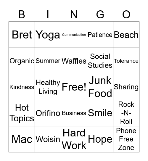 Contemporary Business...All About Us! Bingo Card