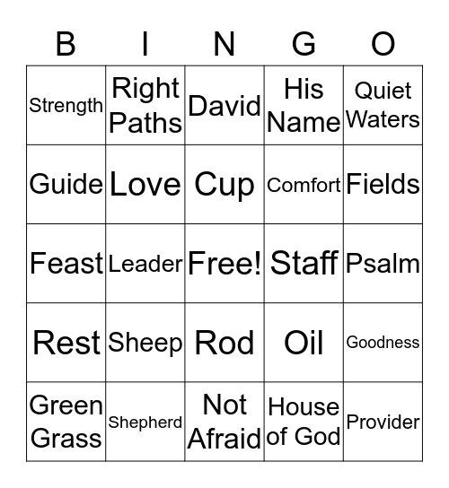Psalm 23 Bingo Card